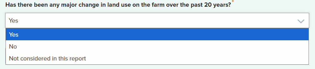 Diagram of land use changes farmers are required to report