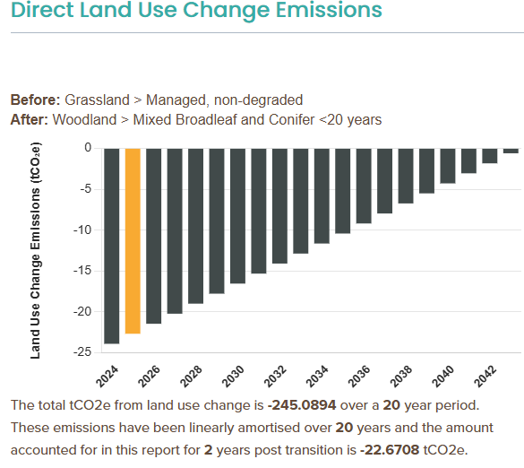 Graph of amortised land use change emissions